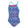 Speedo Badeanzug Psychedelic Blast Allover Thinstrap Crossback Blau Rosa Mädchen -Schwimmausrüstung SO 8 10839C245
