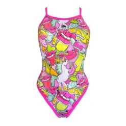 TURBO Turno Scandal Thin Strap Damen Badeanzug Rosa/gelb