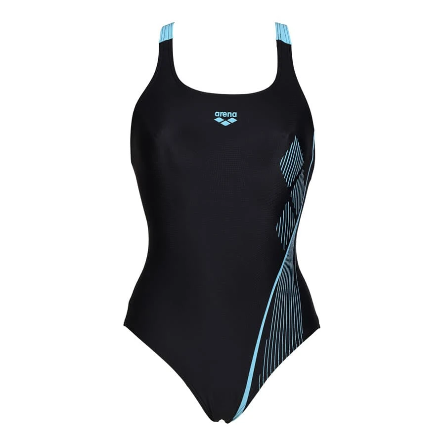 Arena Graphic Pro Damen Badeanzug Schwarz/blau 3 Arena Graphic Pro Damen Badeanzug Schwarz/blau