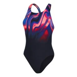 Speedo Placement Digital Powerback Damen Badeanzug Schwarz/rosa